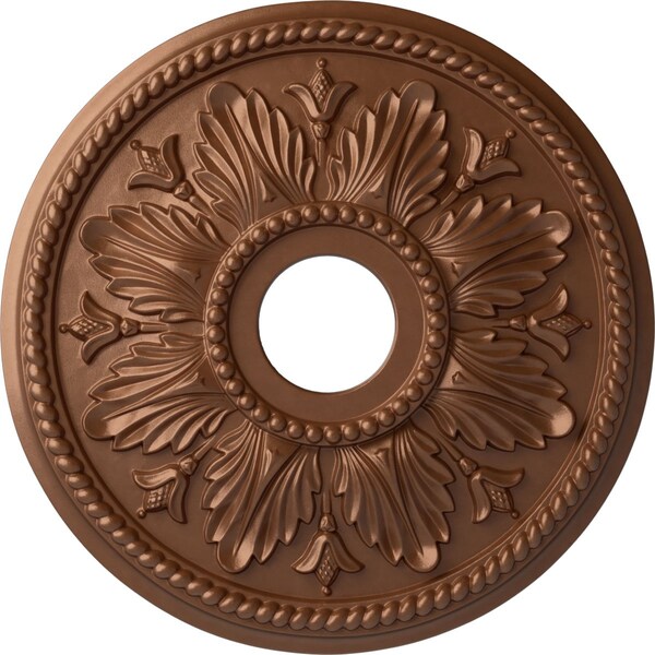 Ekena Millwork Edinburgh Ceiling Medallion (Canopies up to 5 1/8"), 18 1/8"OD x 3 1/2"ID x 2 3/4"P, Polished Copper CM18ED1POS - main